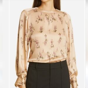 Vince Wisteria Popover Silk Long Sleeve Blouse